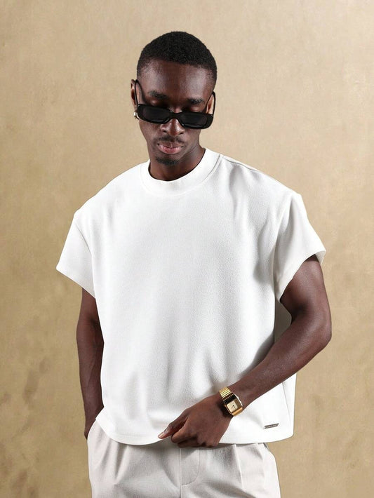 Cloud White Sculpted men's shirt - heavy cotton with sculpted neckline