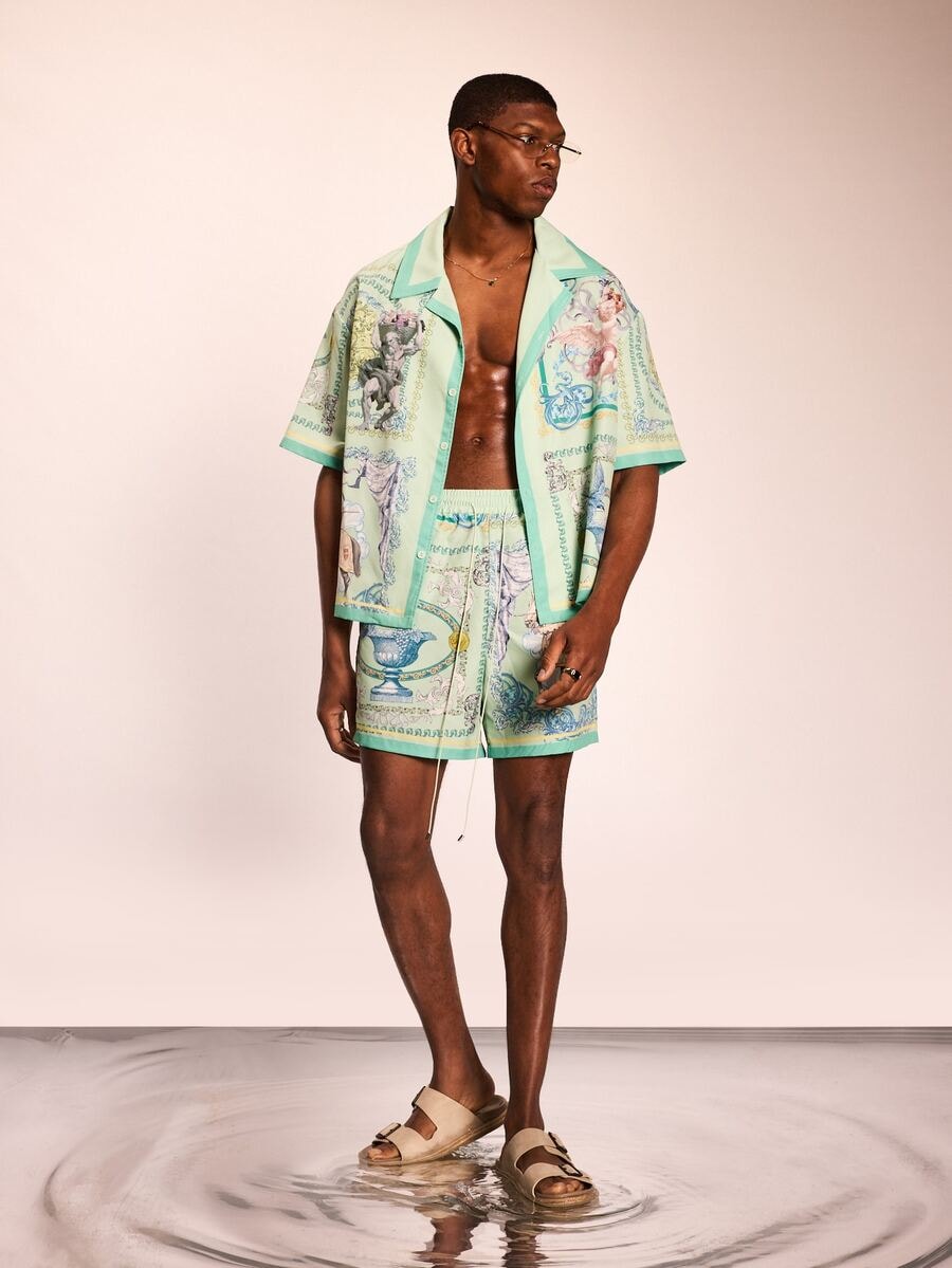 Sunset Coral Linen-Mix Men’s Shirt