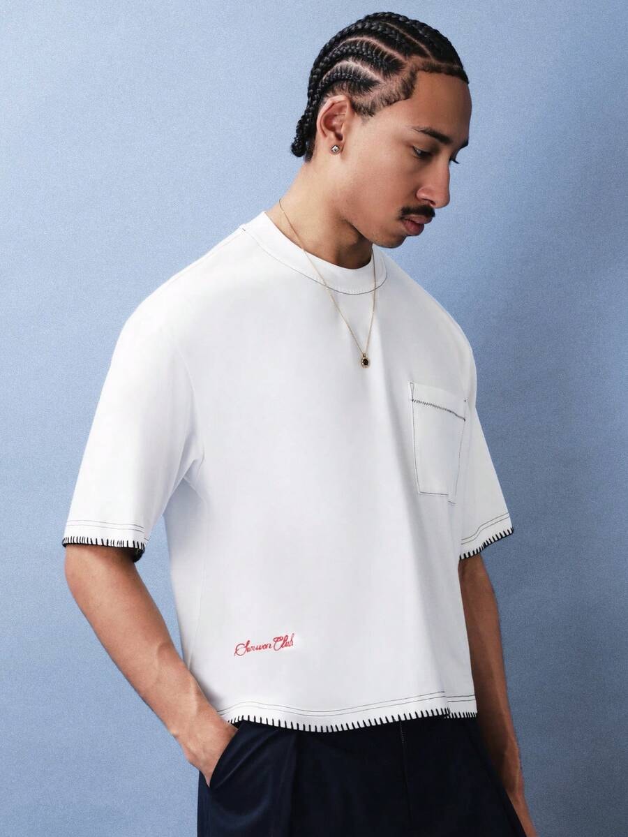 Contrast Stitch Tailored men's shirt - cotton-modal blend with topstitch detail