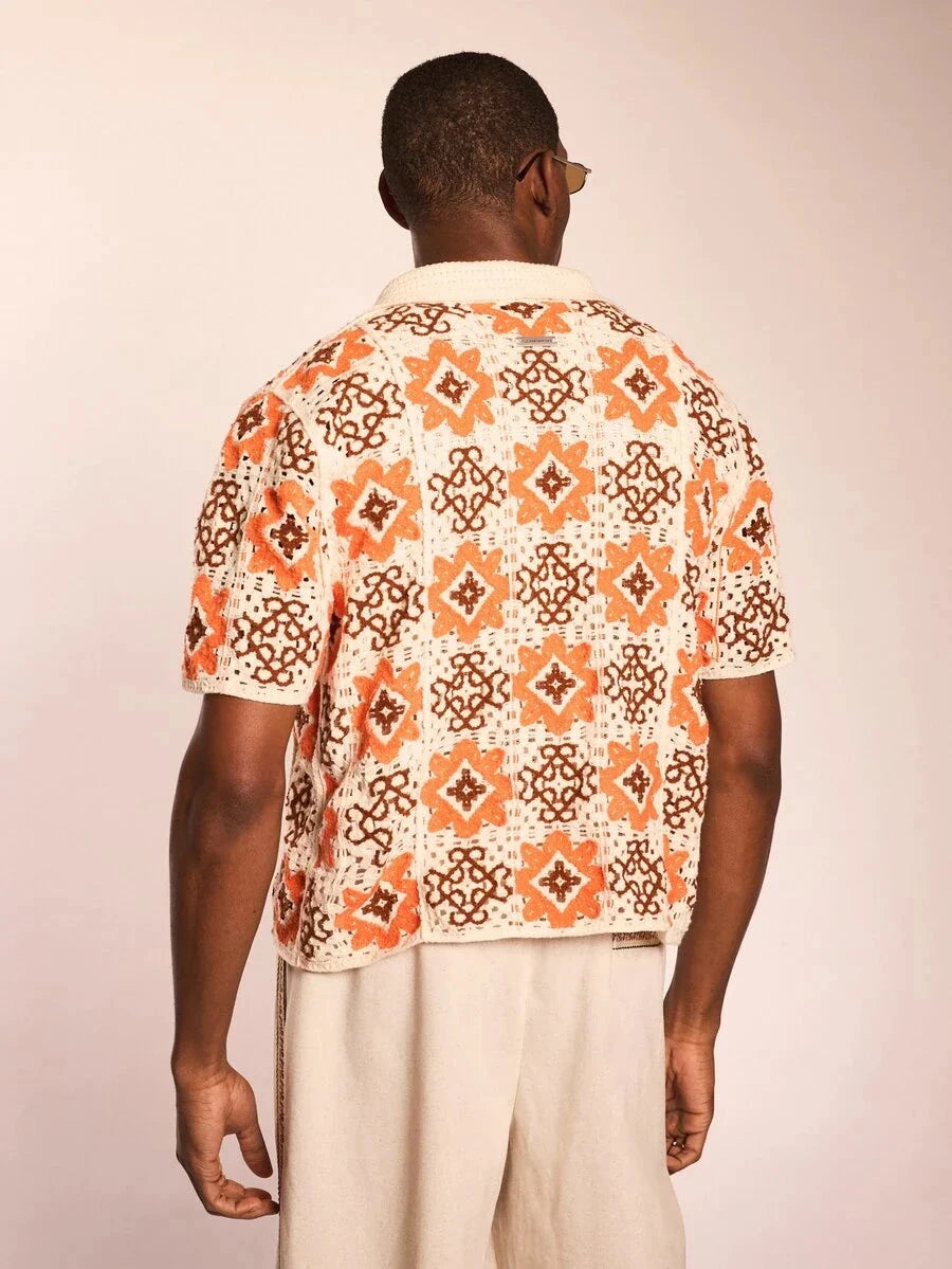 Pánská košile Sunset Coral Linen-Mix