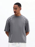 Urban Grey Contrast Piping men's shirt - cotton-poly with black piping detail